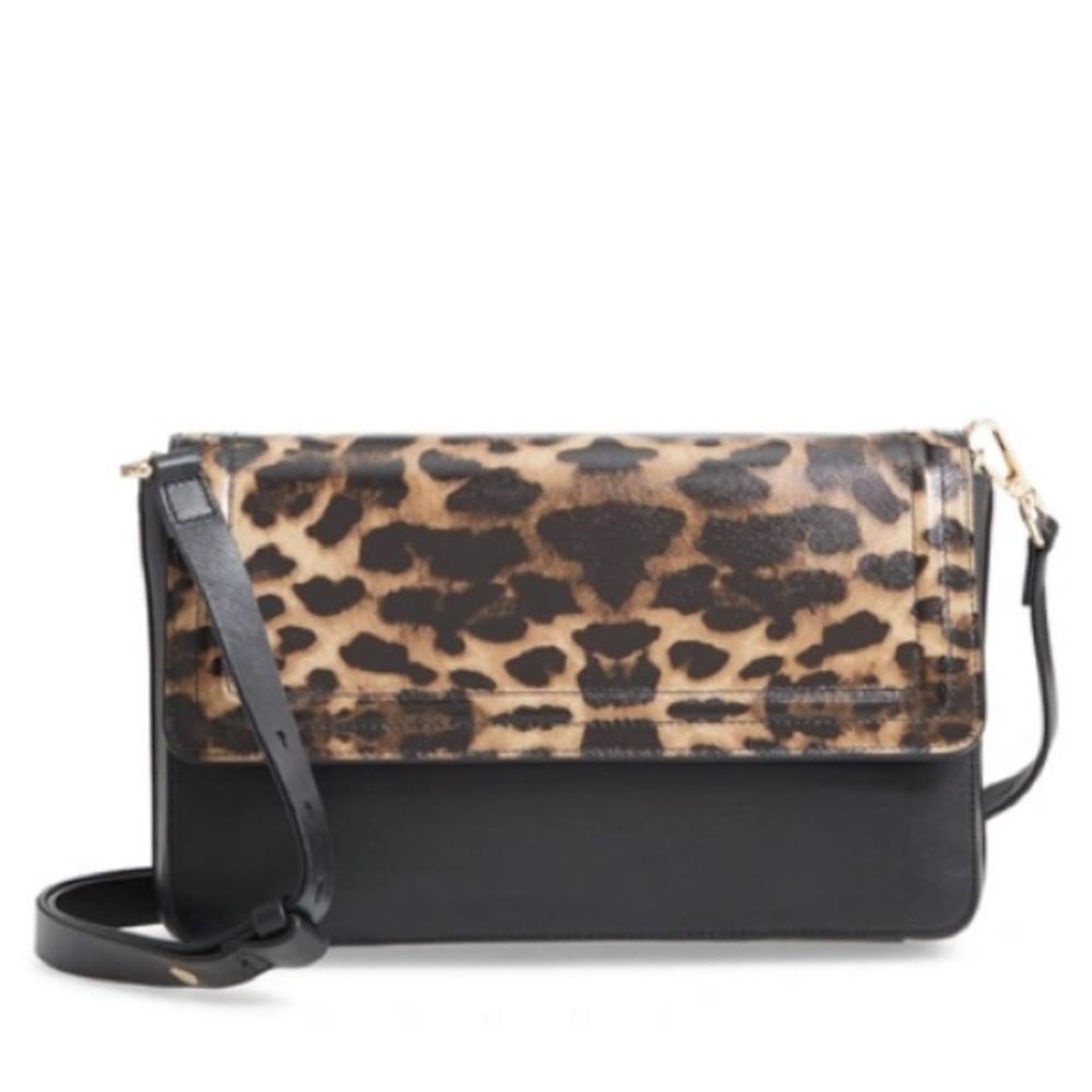 NORDSTROM NEW LEOPARD SHOULDER CROSSBODY CLUTCH BAG NWOT